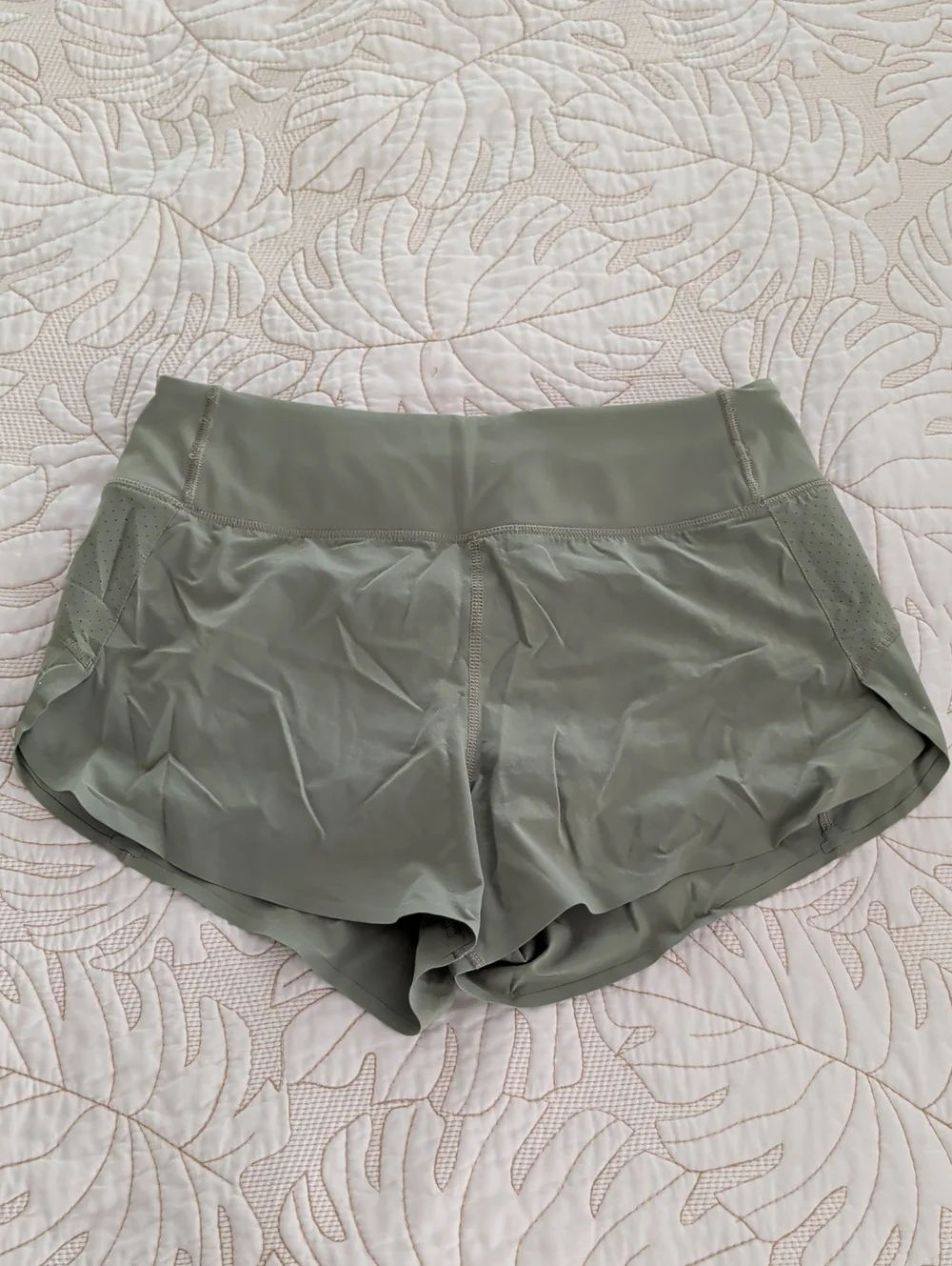 Athleta Green Athletic Shorts with Mesh Side Panels